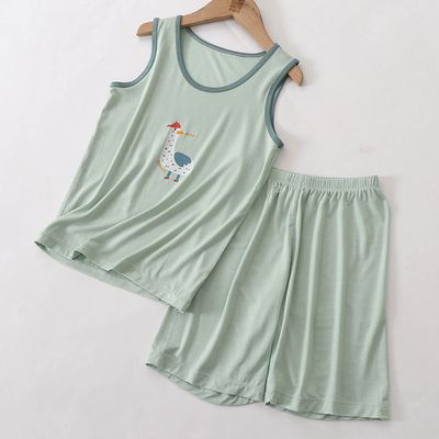 MAMDADKIDS - 涼感莫代爾無袖套裝/家居服-大鵝-綠色
