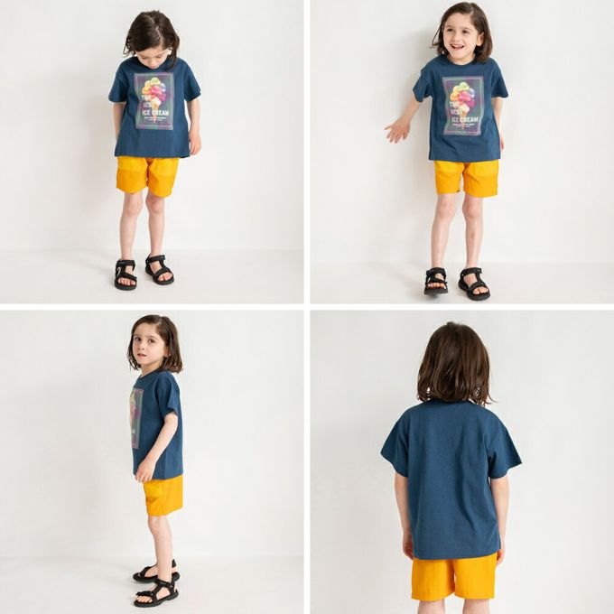 日本 BRANSHES - 接觸涼感 夏季印花短袖上衣-變色刨冰-萊姆黃