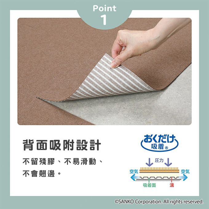日本 SANKO - 兒童寵物吸附地墊-綠色4入+淺綠4入 (厚3mm)-30cm*30cm