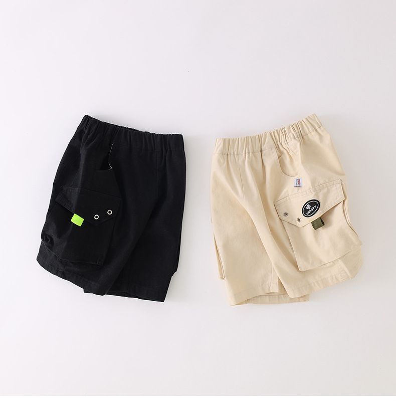 卡通SNOOPY腰鬆緊休閒短褲-側邊口袋-杏色