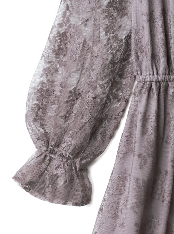 日本 GRL - 浪漫之吻花蕾絲洋裝-摩卡紫