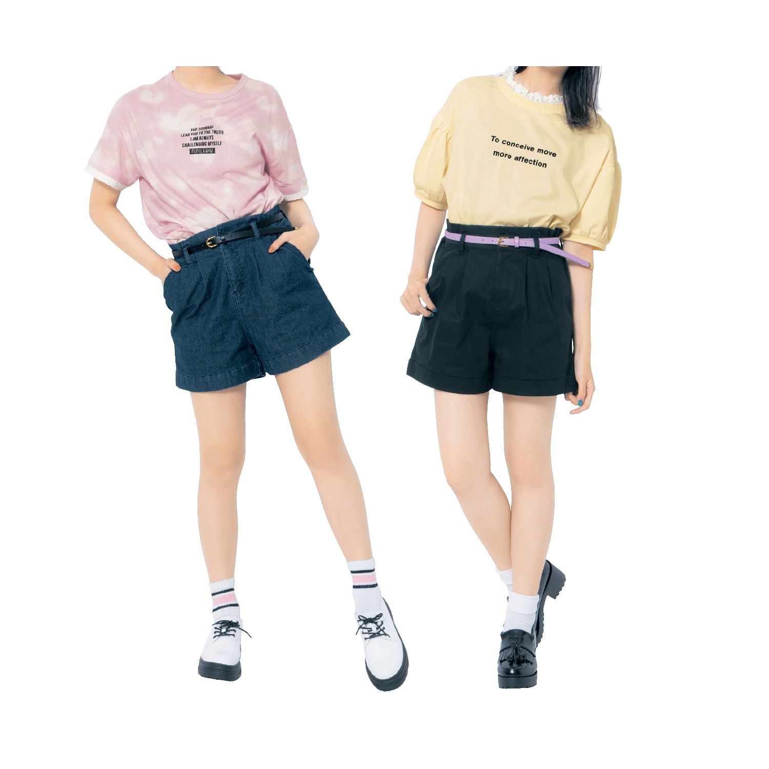 日本 Papel lapiz - 附皮帶腰荷葉邊休閒短褲(腰圍可調)-象牙米