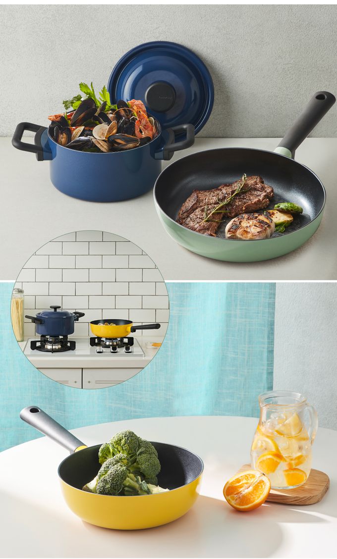 樂扣樂扣 - 復古玩色不沾平煎鍋26CM-鈦塗層-薄荷綠