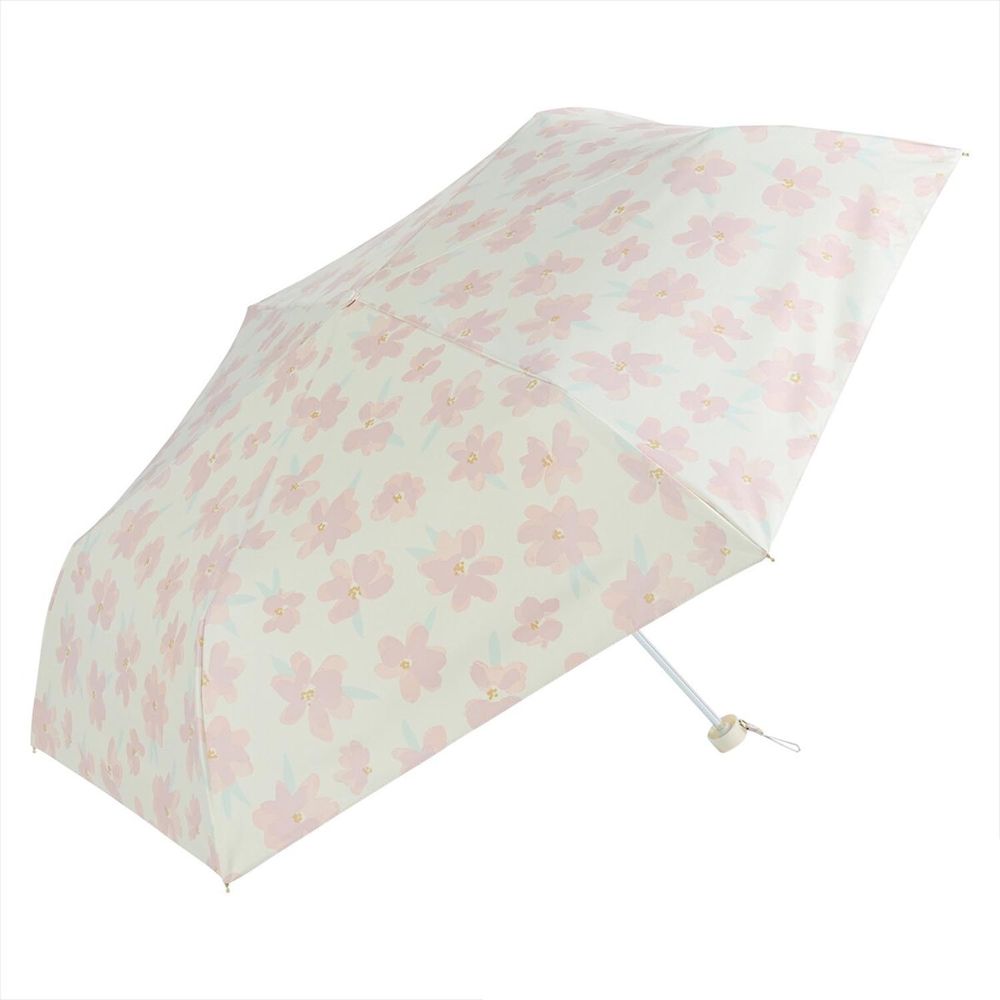 日本 nifty colors - 抗UV輕量 晴雨兩用折疊傘(遮光遮熱款)-漸層花朵-粉紅 (直徑98cm/253g)-99.9%