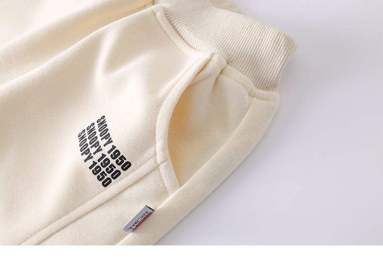 卡通人物史努比腰鬆緊束口運動褲-SNOOPY 1950-杏色