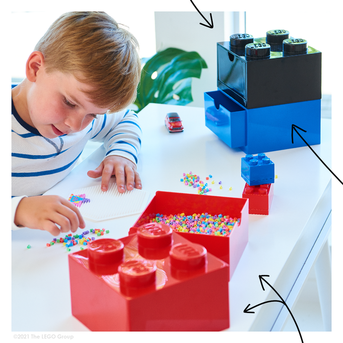 Room Copenhagen - 樂高 LEGO® 樂高桌上型四凸抽屜收納箱 (紅色)