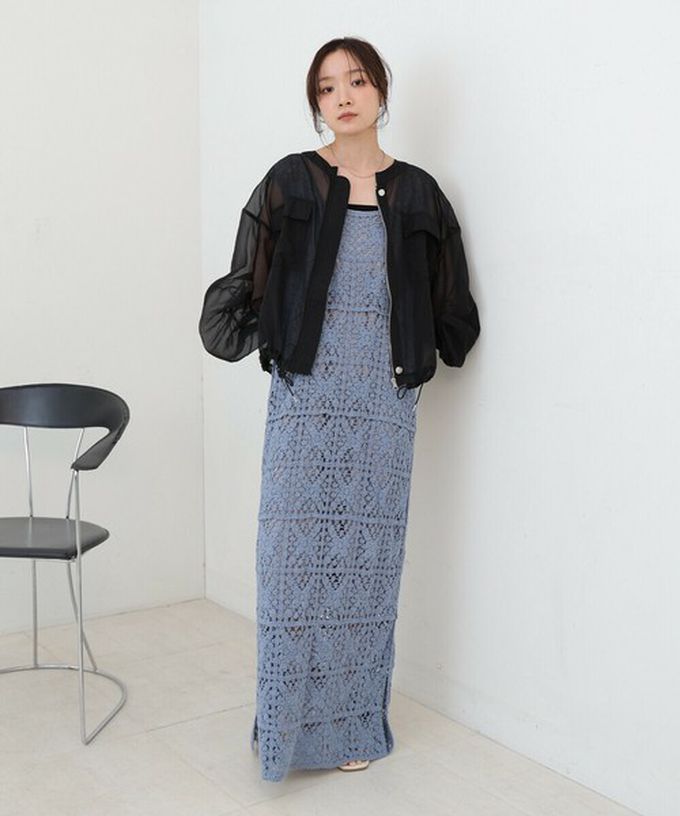 日本 Bab - 優美透膚精緻感抽繩薄外套-粉紅