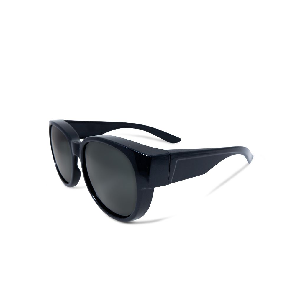 ALEGANT - 時尚象灰色圓框全罩式偏光墨鏡│外掛式UV400太陽眼鏡包覆套鏡│車用太陽眼鏡│近視可戴外掛寶麗來墨鏡