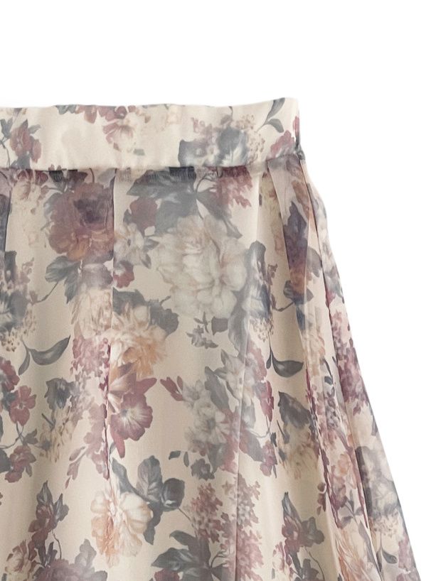 日本 GRL - 浪漫暈染碎花雪紡長裙-經典黑