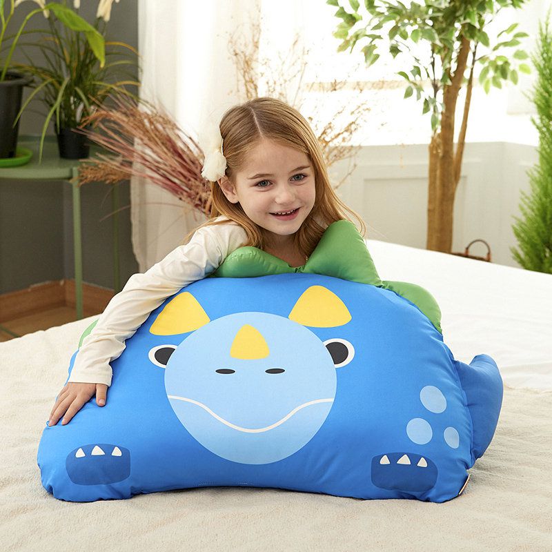 正韓Hello HiZoo - 純手工製動物夥伴防蟎抗菌兒童枕/透氣枕/護脊/護頸枕(大款)-害羞龍