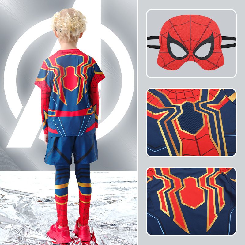 運動風造型套裝/萬聖節-卡通人物美國隊長(送軟面具)-藍色