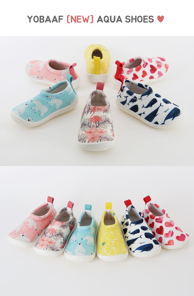 韓國 Yobaaf - 洞洞厚底兒童沙灘鞋/戲水鞋-花朵紅鶴