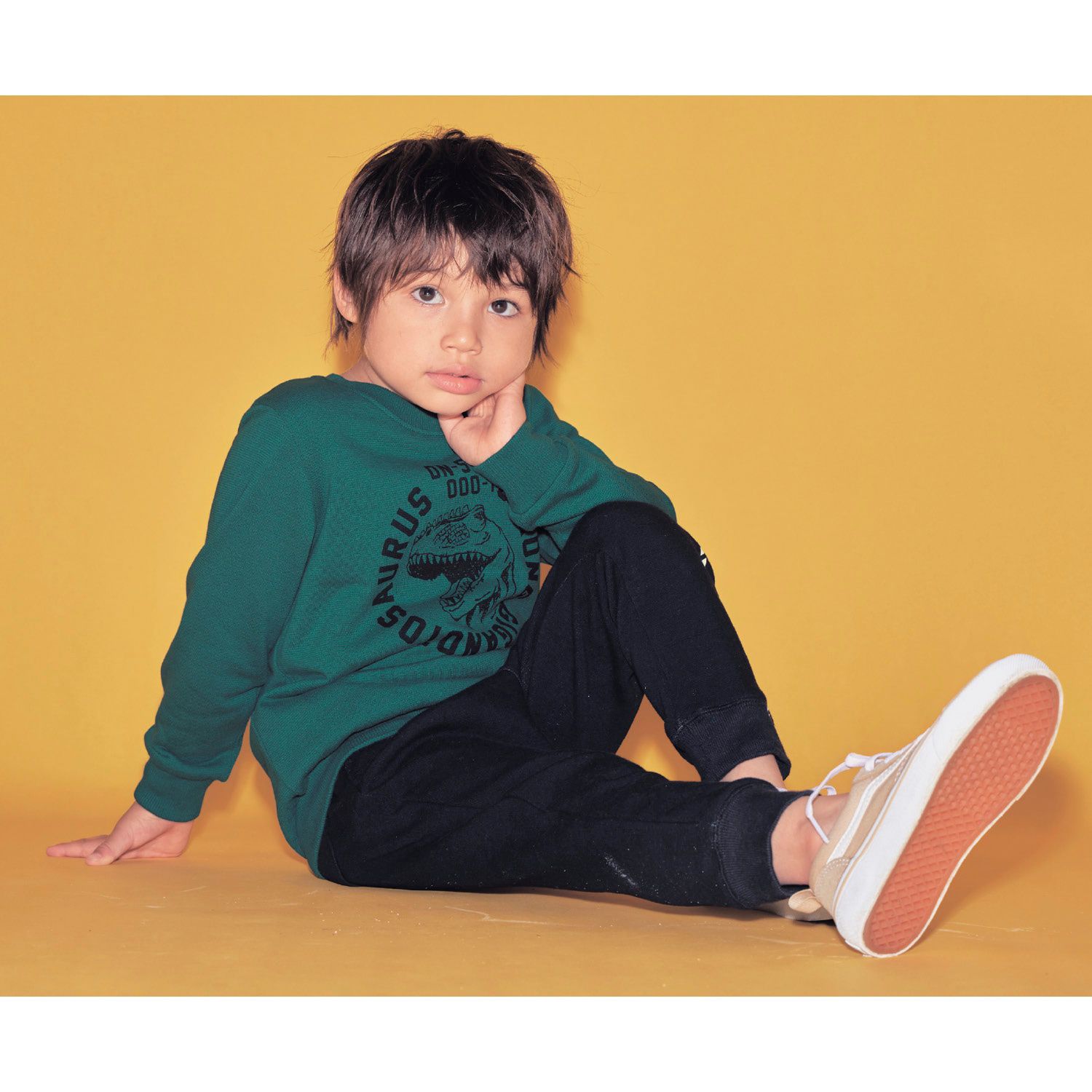 日本千趣會 - 線條logo保暖束口長褲-黑