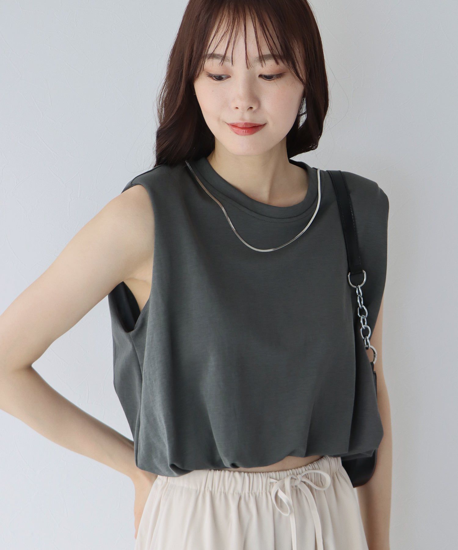 日本 BLUE EAST - 棉混法式簡約無袖上衣-白