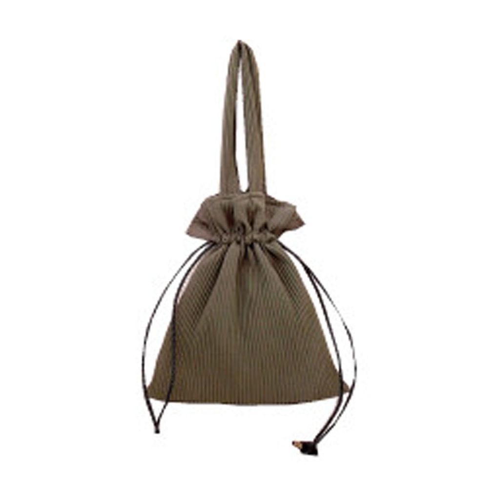 日本 Chepeli - 羅紋燈芯絨束口袋手提包-75. 卡其綠 (32x30cm)