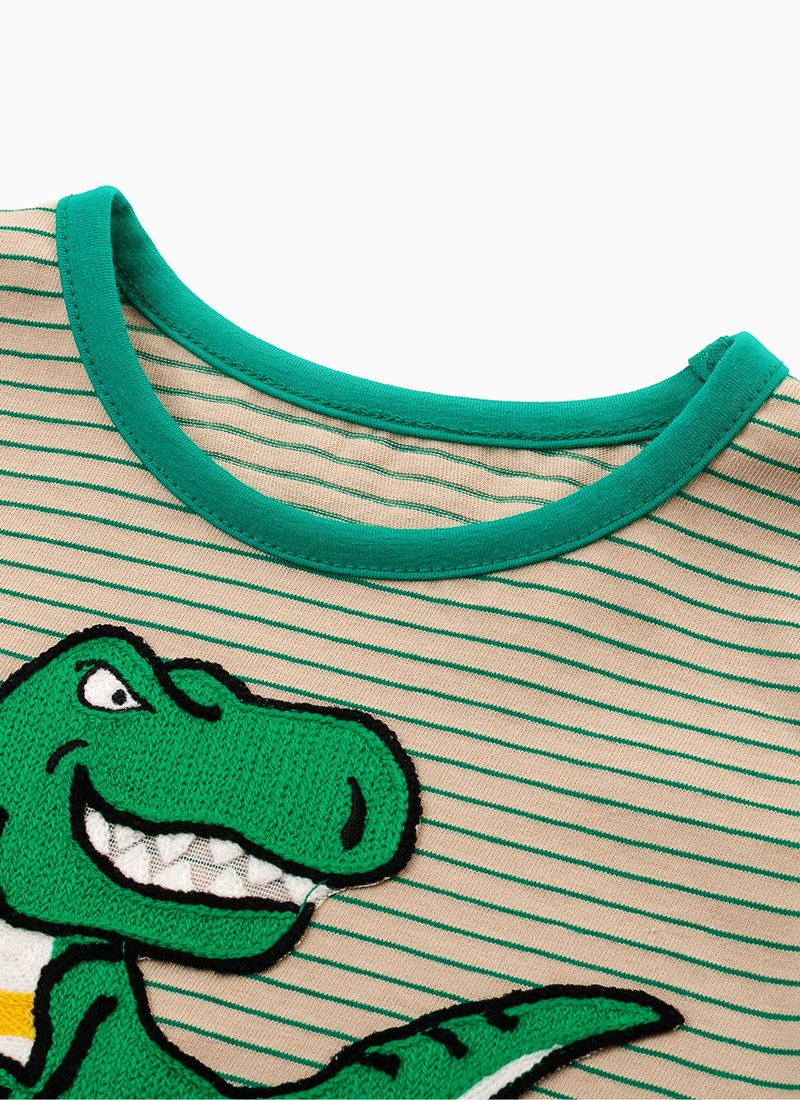 韓國 OZKIZ - 細條紋綠暴龍套裝-綠X卡其