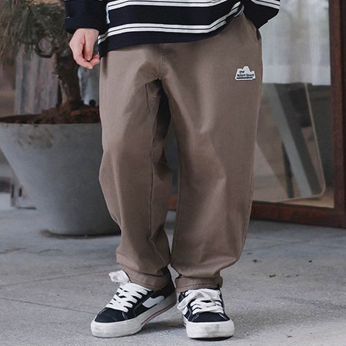 Y B S - 純棉耐磨腰帶休閒長褲-卡其