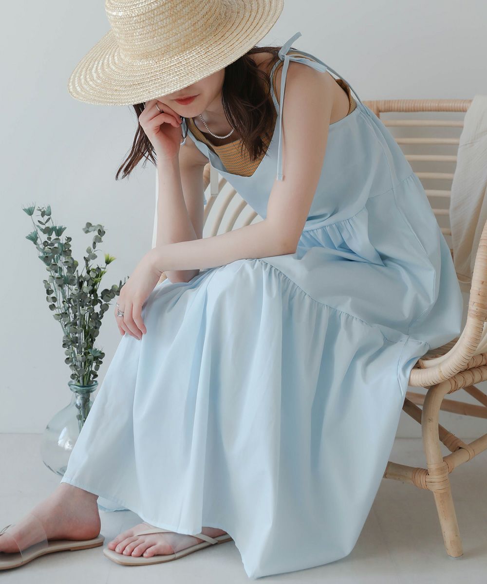 日本 Bou Jeloud - 可愛綁帶層次吊帶裙/洋裝-淺粉