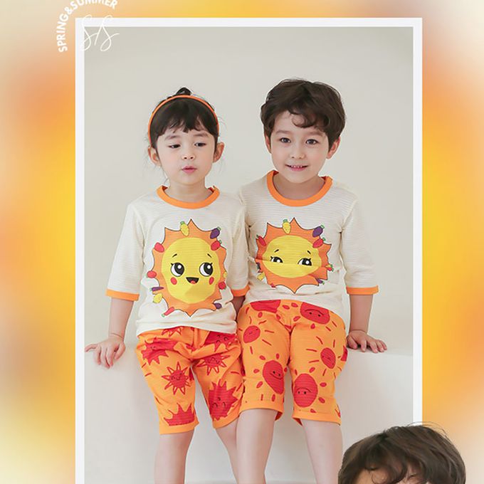 正韓 Puco - 超優質嬰幼兒/兒童七分袖100% 有機純棉家居服/睡衣-陽光燦爛