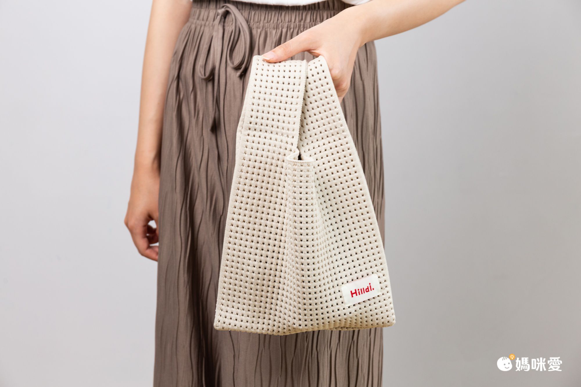 簍空休閒針織手拿包/手提包-草綠色 (20x35cm)