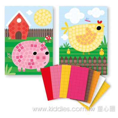 西班牙 APLI - 馬賽克拼貼-農場-底圖2張+各色拼貼共350片