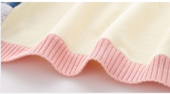 好搭V領鈕釦針織背心-公園-深藍+米色