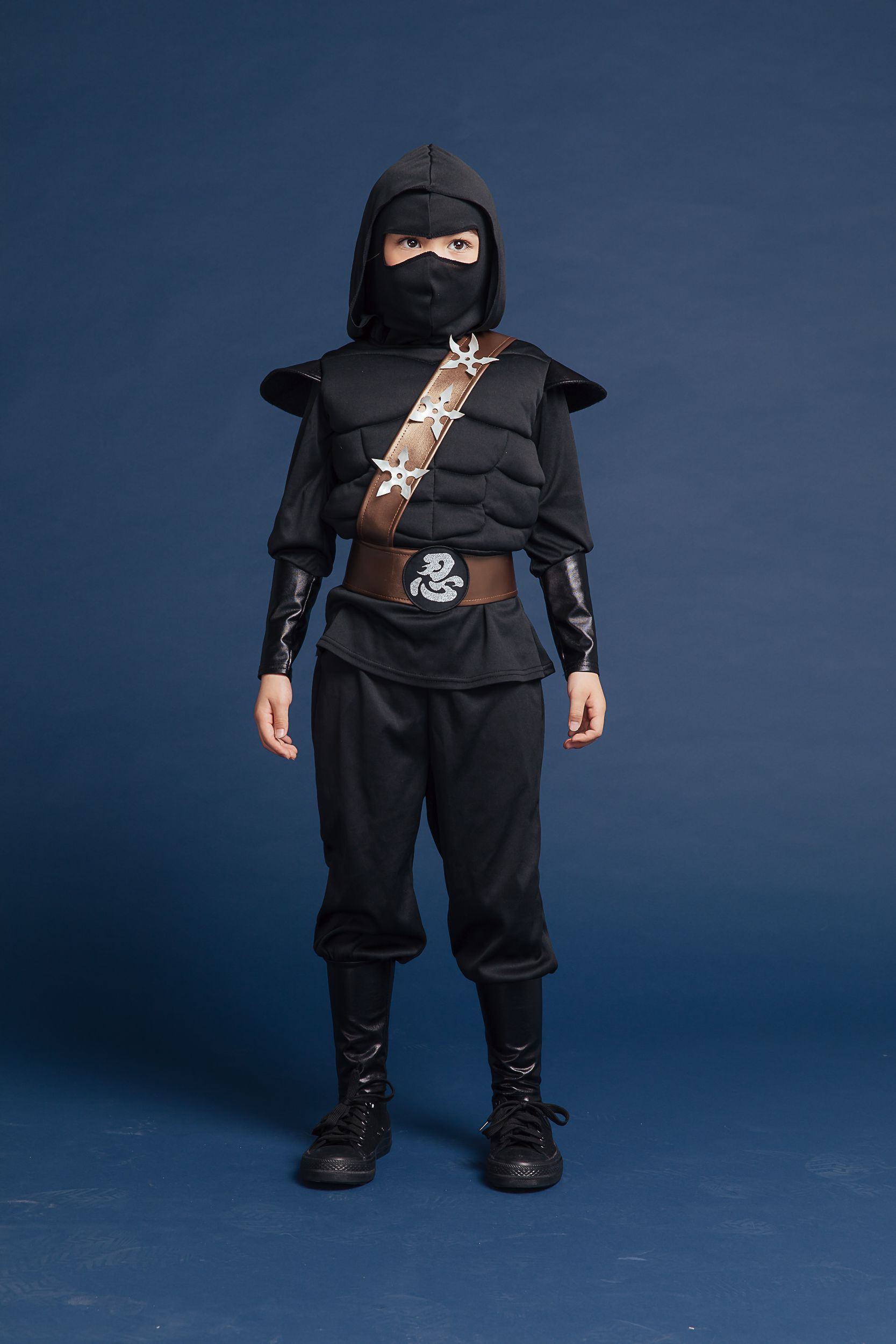 Love, Charlotte - 立體胸肌忍者-黑忍者褲裝-內含連帽上衣+褲子+面罩+腰肩帶.