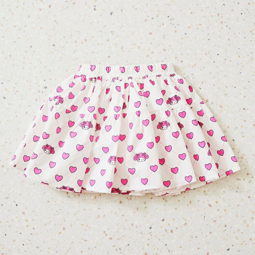 日本 ma lalumiere store - 三麗鷗聯名 甜美愛心印花褲裙-美樂蒂-粉紅