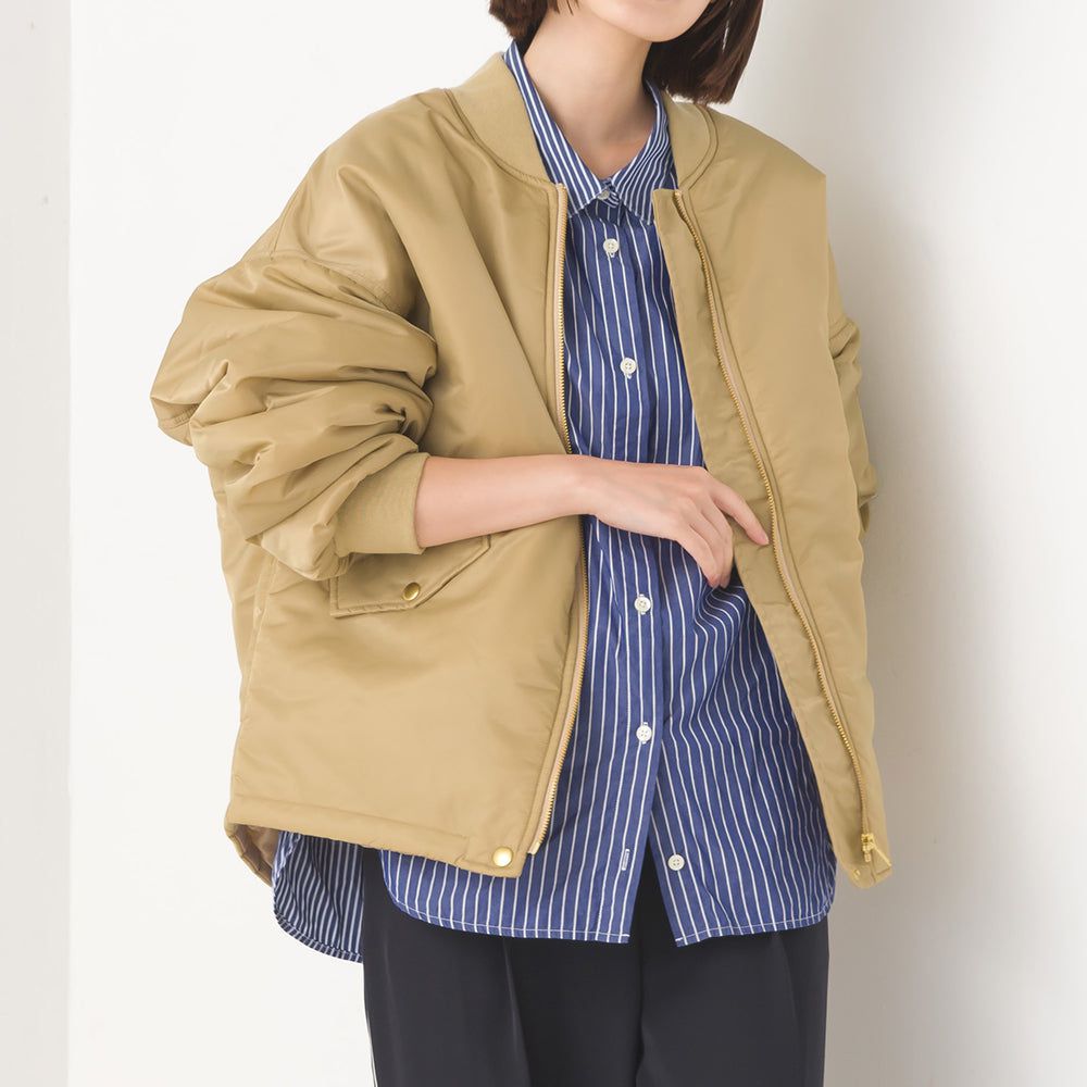 輕盈經典光澤感MA-1飛行外套-淺卡其