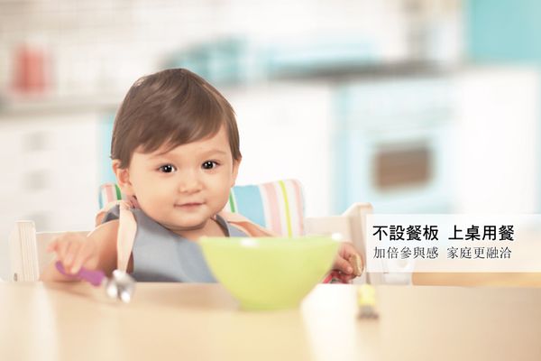 大將作 kid2youth - Qmomo 兒童成長餐椅(附輪) 套組-白樺木-小花椅墊