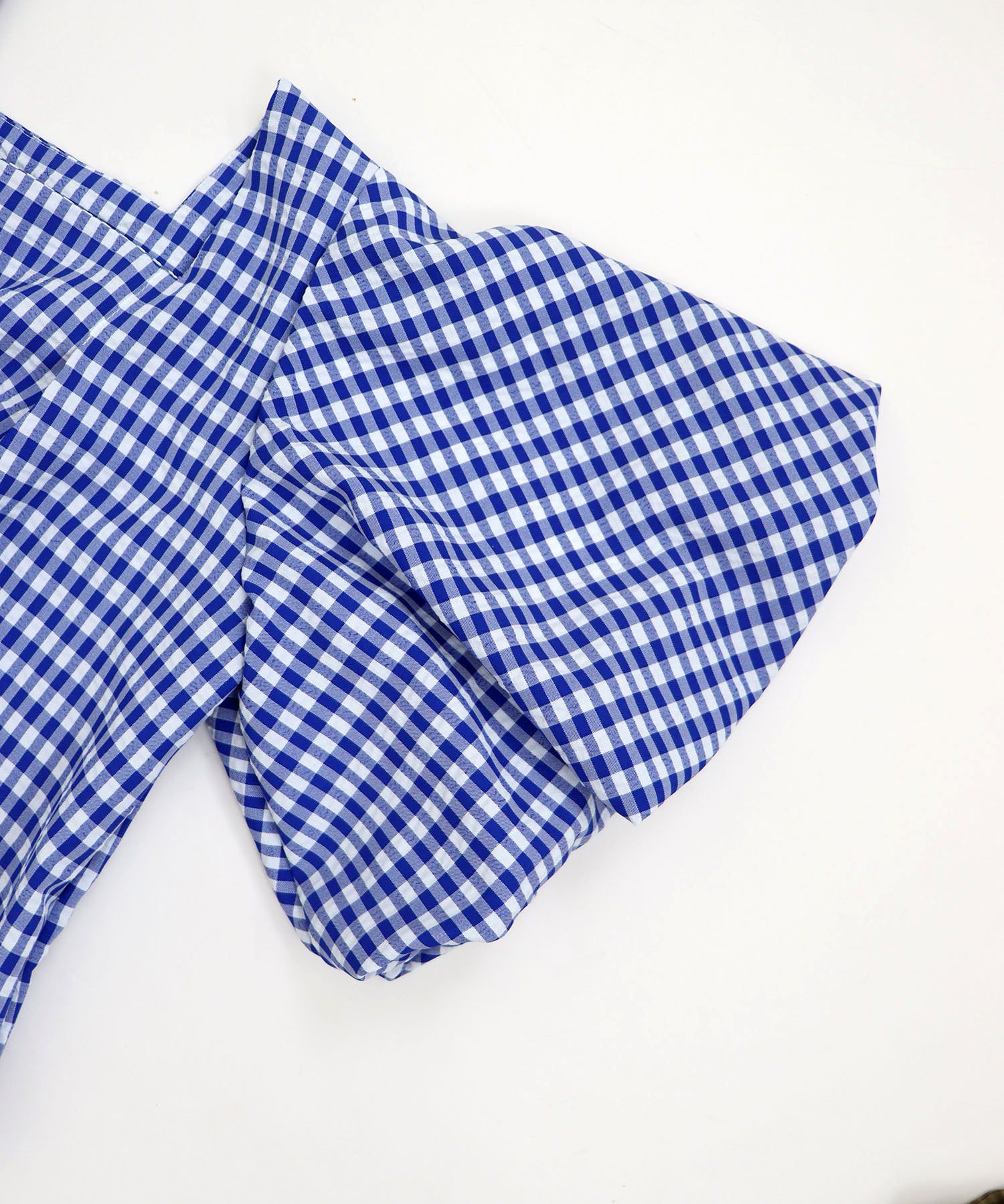 日本 BLUE EAST - 文藝方領大泡泡袖洋裝-格紋-黑