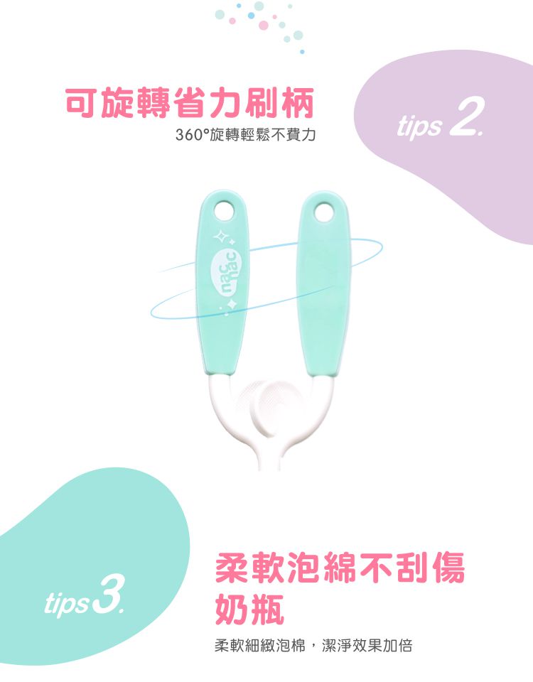 nac nac - 替換式旋轉泡綿奶瓶刷-閃亮黃