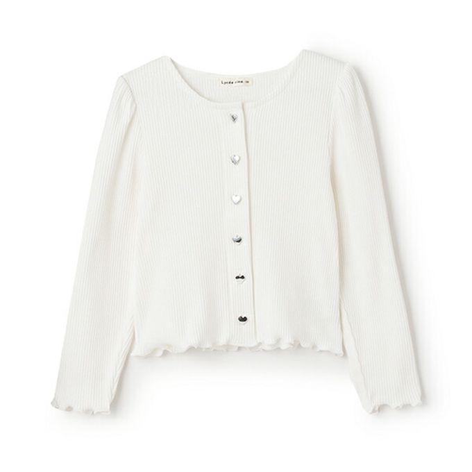 日本 Lycee mine - 愛心鈕扣羅紋針織薄外套-藍紫