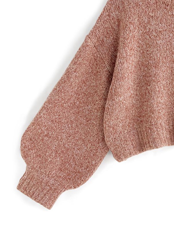 日本 GRL - 羊毛混紡短版落肩毛衣-暖橘 (F)