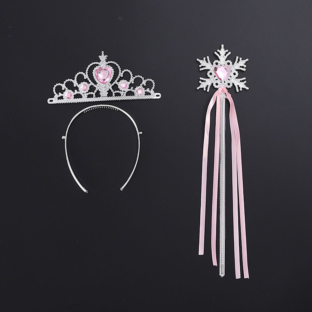 公主造型配飾組-粉色-2入組（皇冠+魔杖）