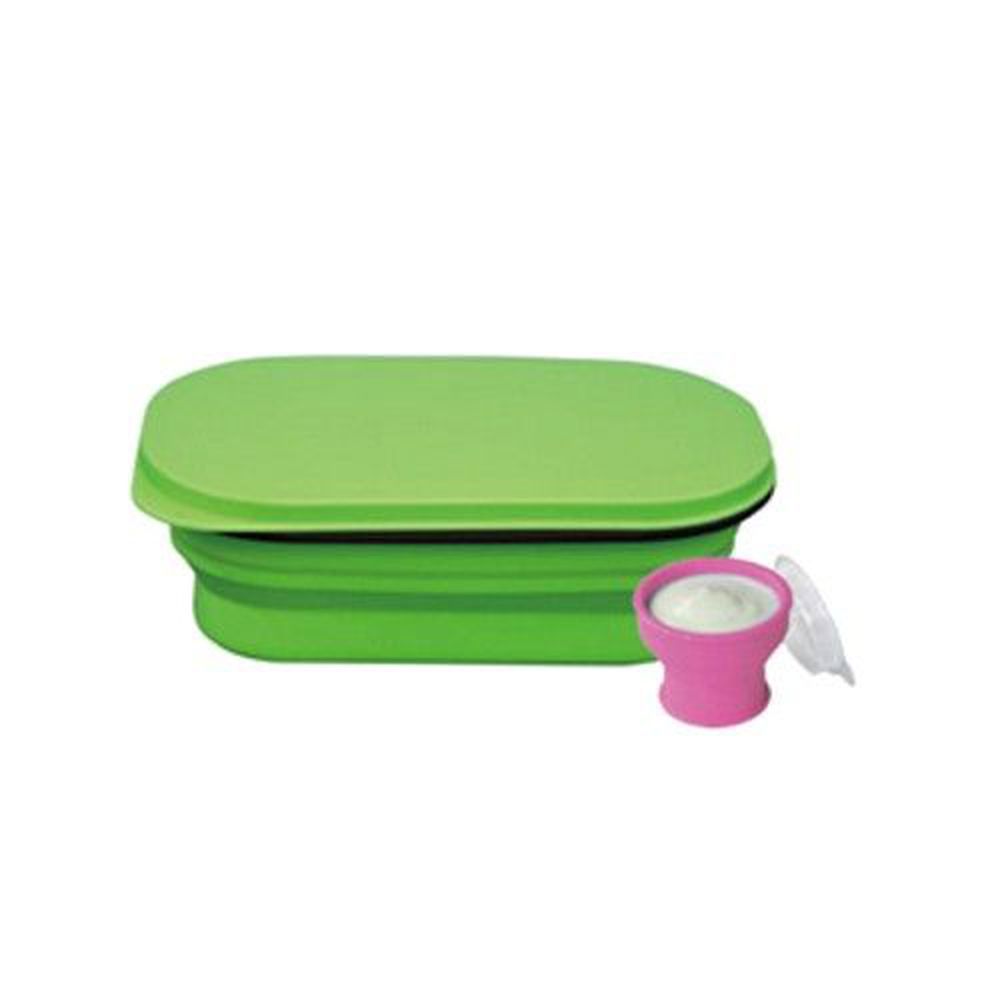 Lexngo - 可折疊午餐組-綠 (大)-午餐盒-850ml*1+醬料罐-80ml*1