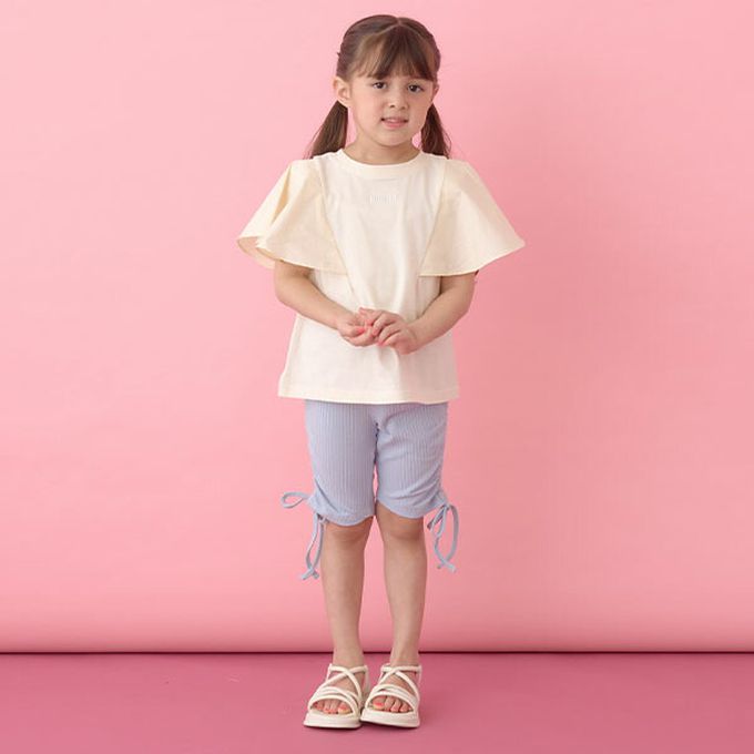 日本 Lycee mine - 側綁帶甜心皺摺合身五分褲-炭灰