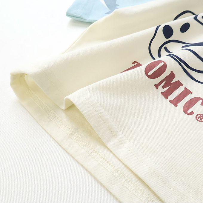 日本 ZOOLAND - 海洋印花短袖上衣-手臂鯨鯊-象牙白