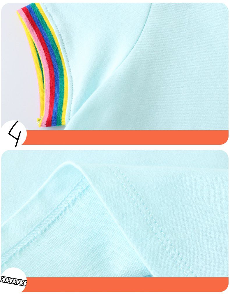 Jumping meters - 棉質圓領短袖洋裝-塗鴉色鉛筆-藍色