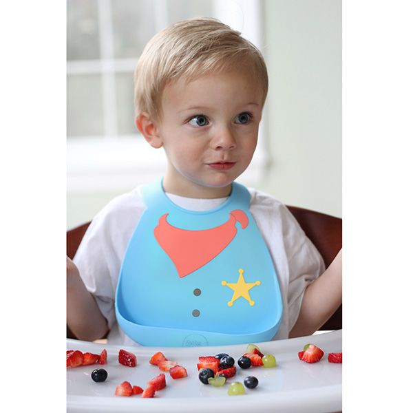 akachan honpo - 矽膠圍兜 Make My Day-警長-淺藍色