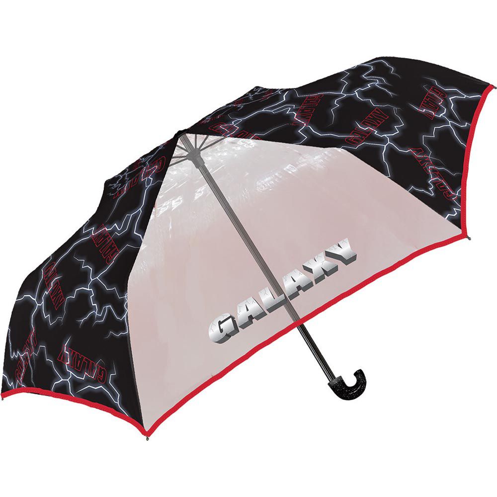 日本中谷 - 輕量透明窗兒童雨傘/折疊傘-閃電-黑 (55cm(身高130cm以上))