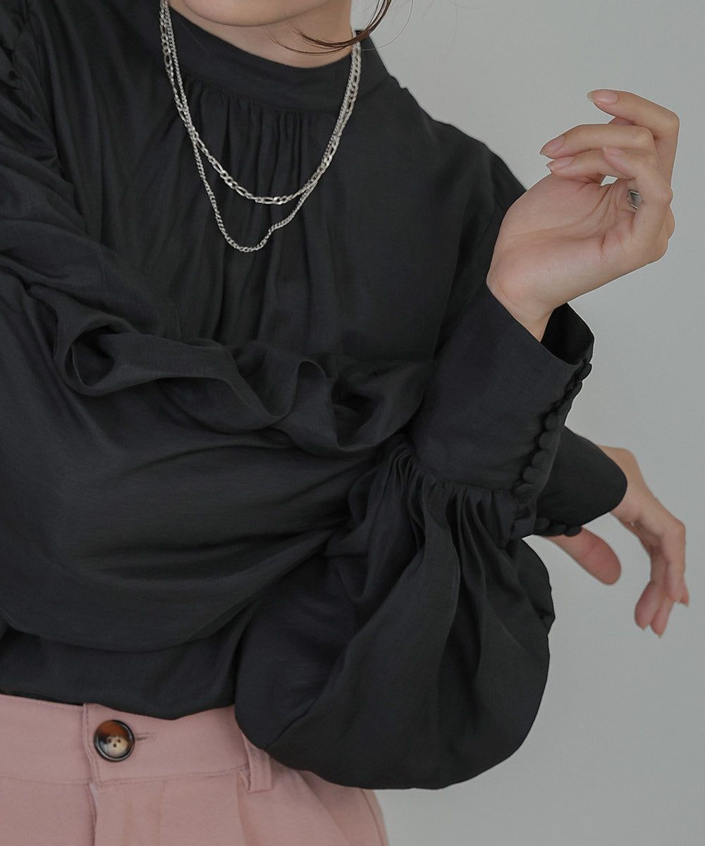 日本 Bab - 嫘縈柔滑抓皺薄長袖上衣-米杏