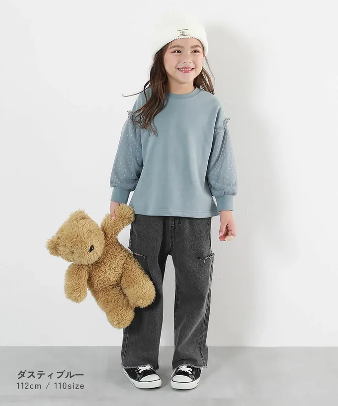 日本 devirock - 夢幻蕾絲拼接長袖上衣-粉紫