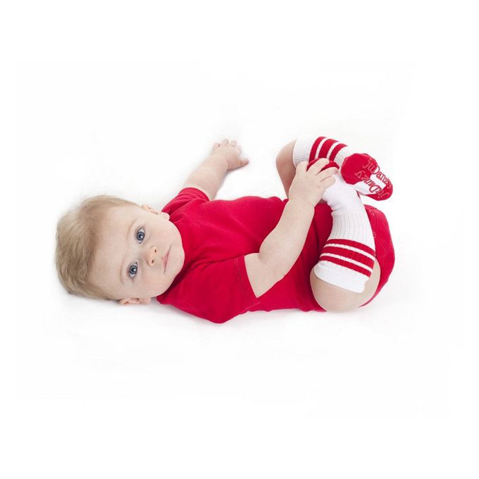 美國 juDanzy - 長襪兩入組-純白/紅藍線條