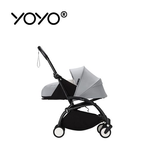 YOYO² 法國 0+ 推車組合(含車架)-黑色車架+岩石灰