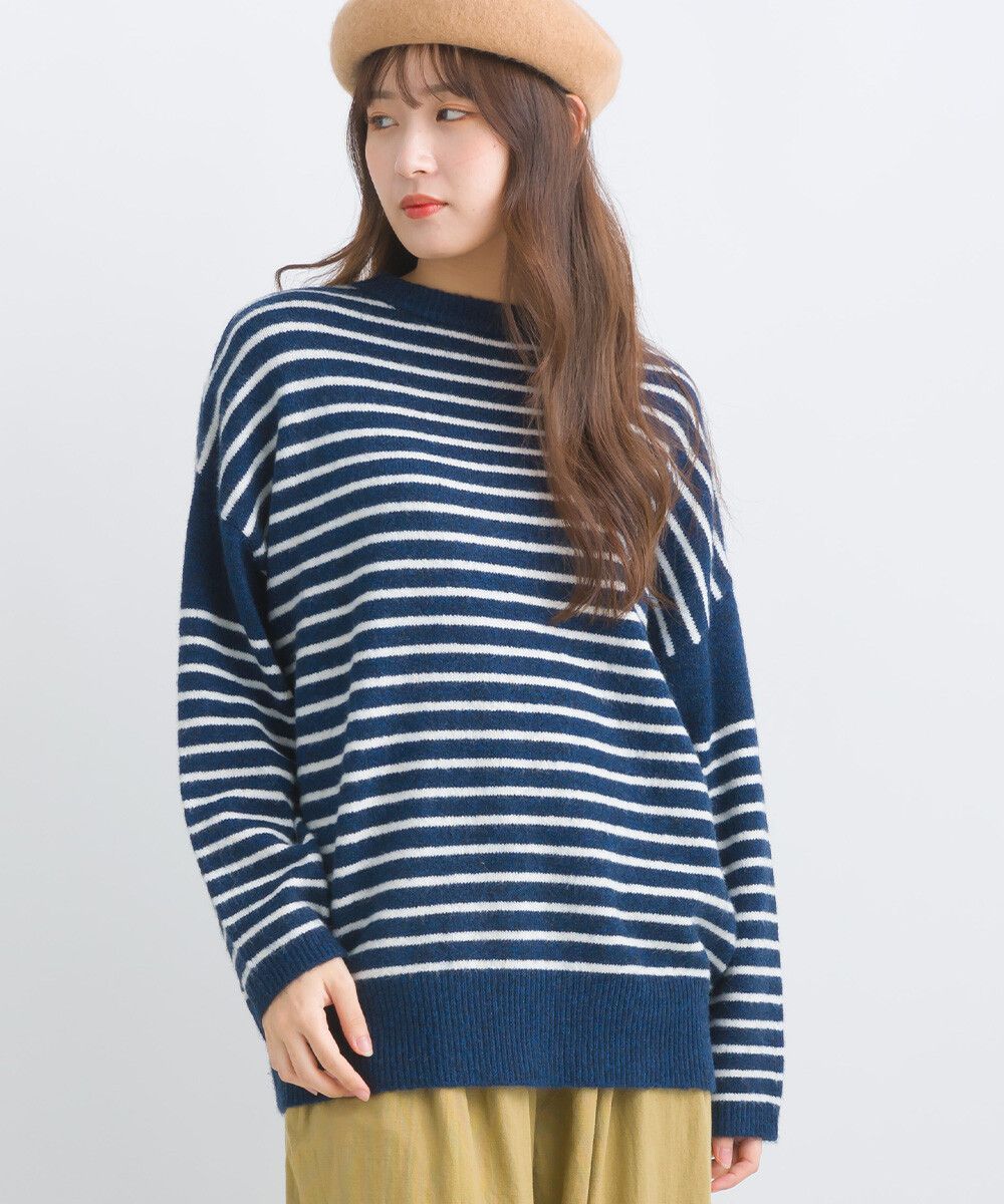 日本女裝代購 - 定番文青感條紋針織上衣-黃