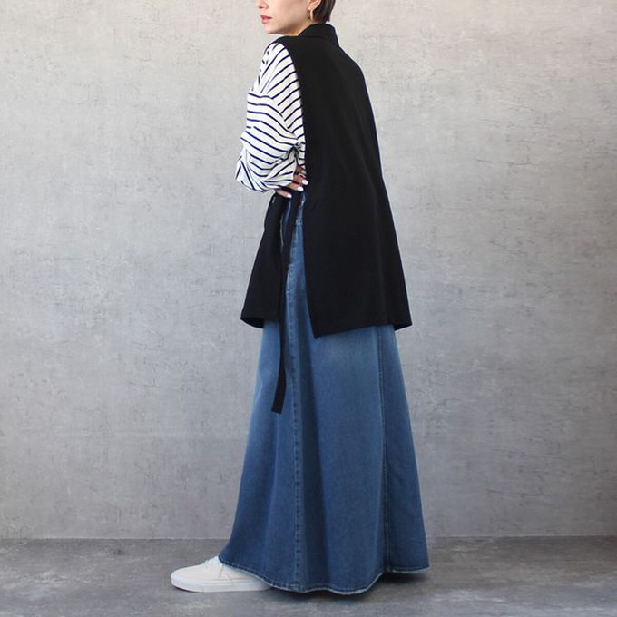 日本女裝代購 - 經典厚磅A字牛仔長裙(高個媽咪推薦)-深藍