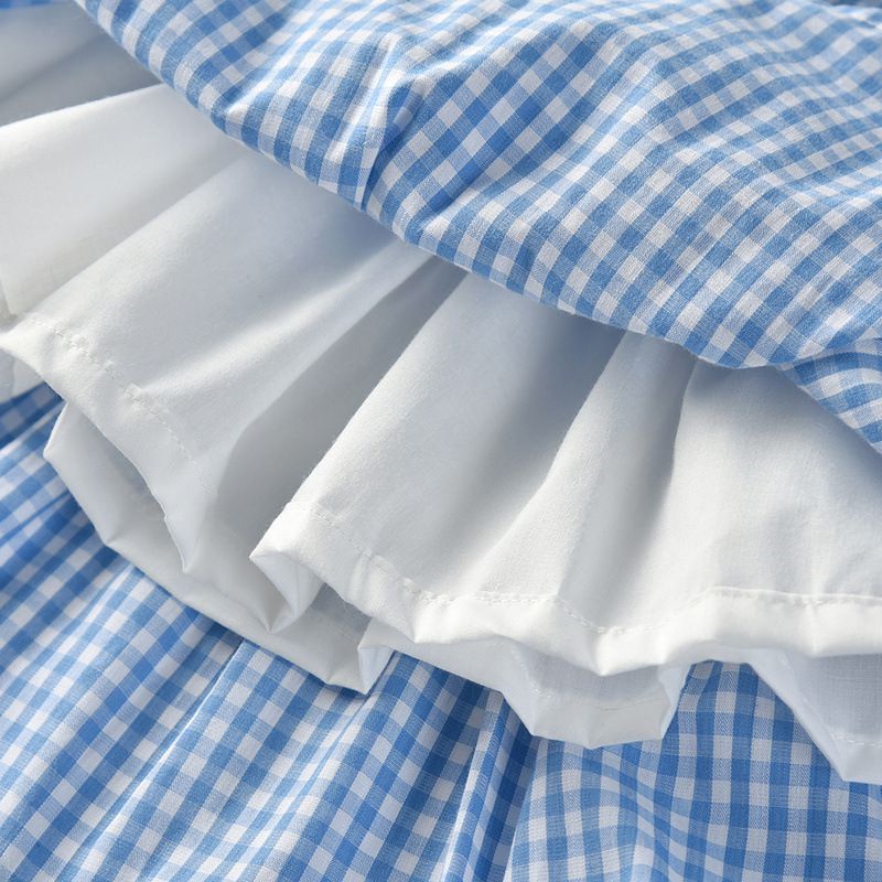 小紳士格紋短袖襯衫套裝-兄妹裝(背帶款)-黃+白