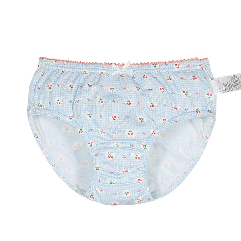 韓國 Ppippilong - 竹纖維透氣三角褲(女寶)-粉紅櫻桃-淺藍