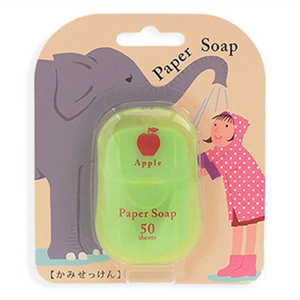 日本 Charley - 日本攜帶式隨身紙肥皂-蘋果-50枚入